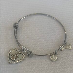 Love This Life Silver Tone Stainless Steel Charm Bracelet with Dog Theme Charms